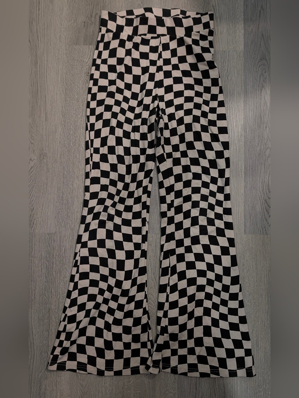 Harlow Wavy Checkerboard Bell Bottom Flare Pants Size Small Alt Emo